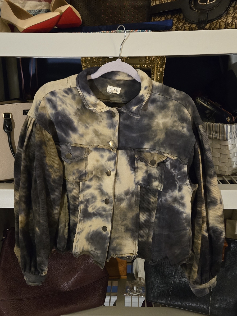 POL Tie-Dye Puff Sleeve Jersey Jacket